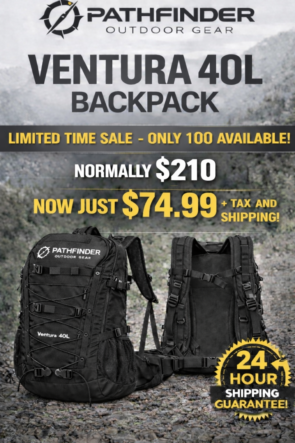 Ventura 40L Outdoor/Travel Backpack Pathfinder Outdoor Gear Backpack